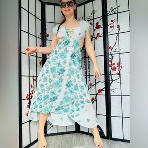Reformation Tie Floral Hi-Lo Maxi Dress